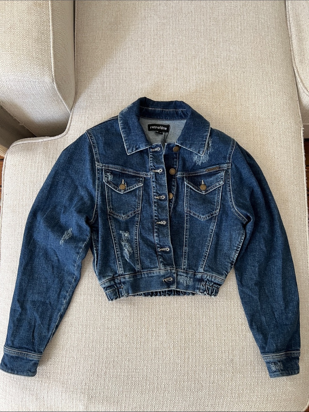 Retrofete Dark Blue Cropped Denim Jacket
